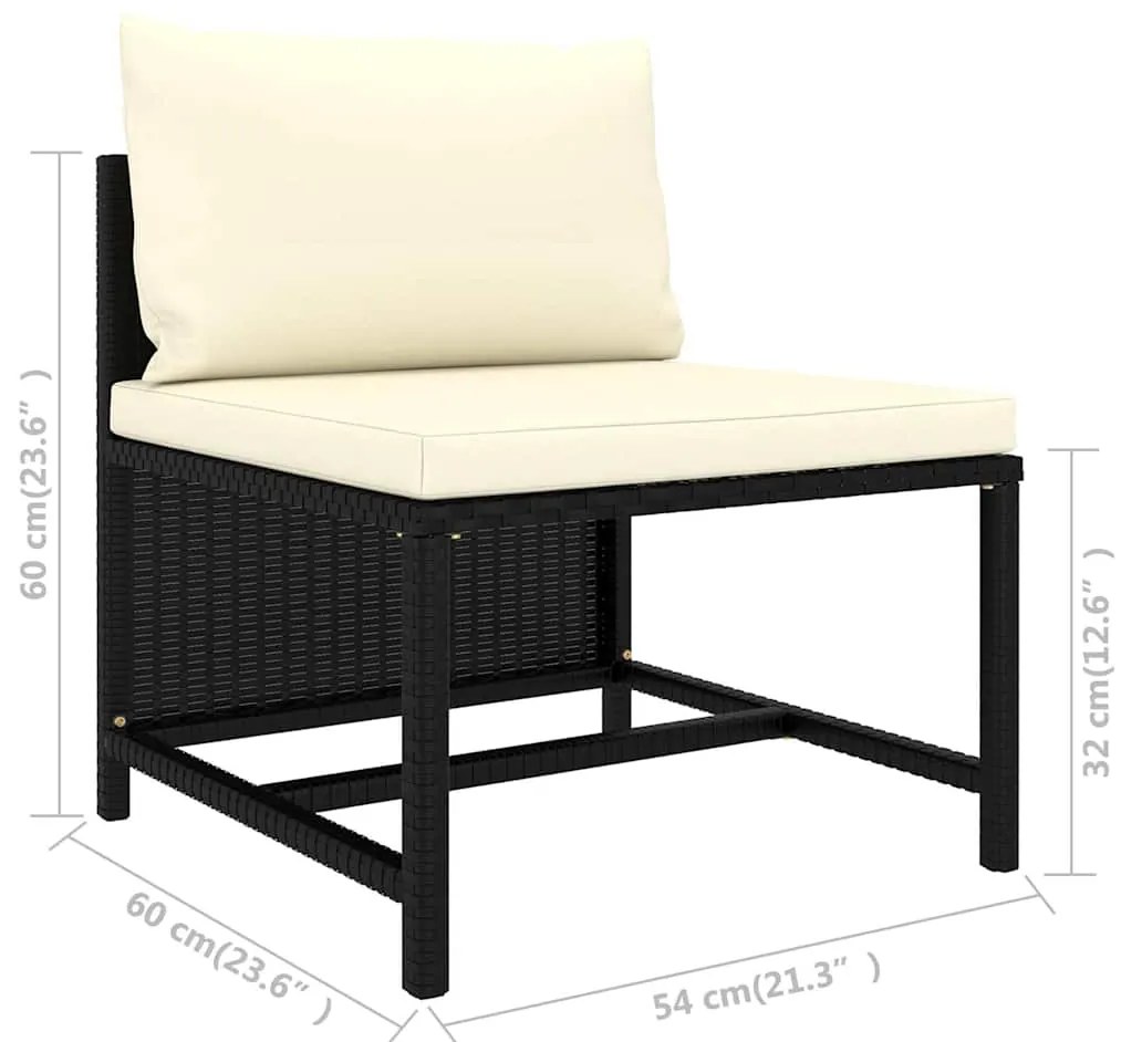 12 pcs conjunto lounge de jardim c/ almofadões vime PE preto