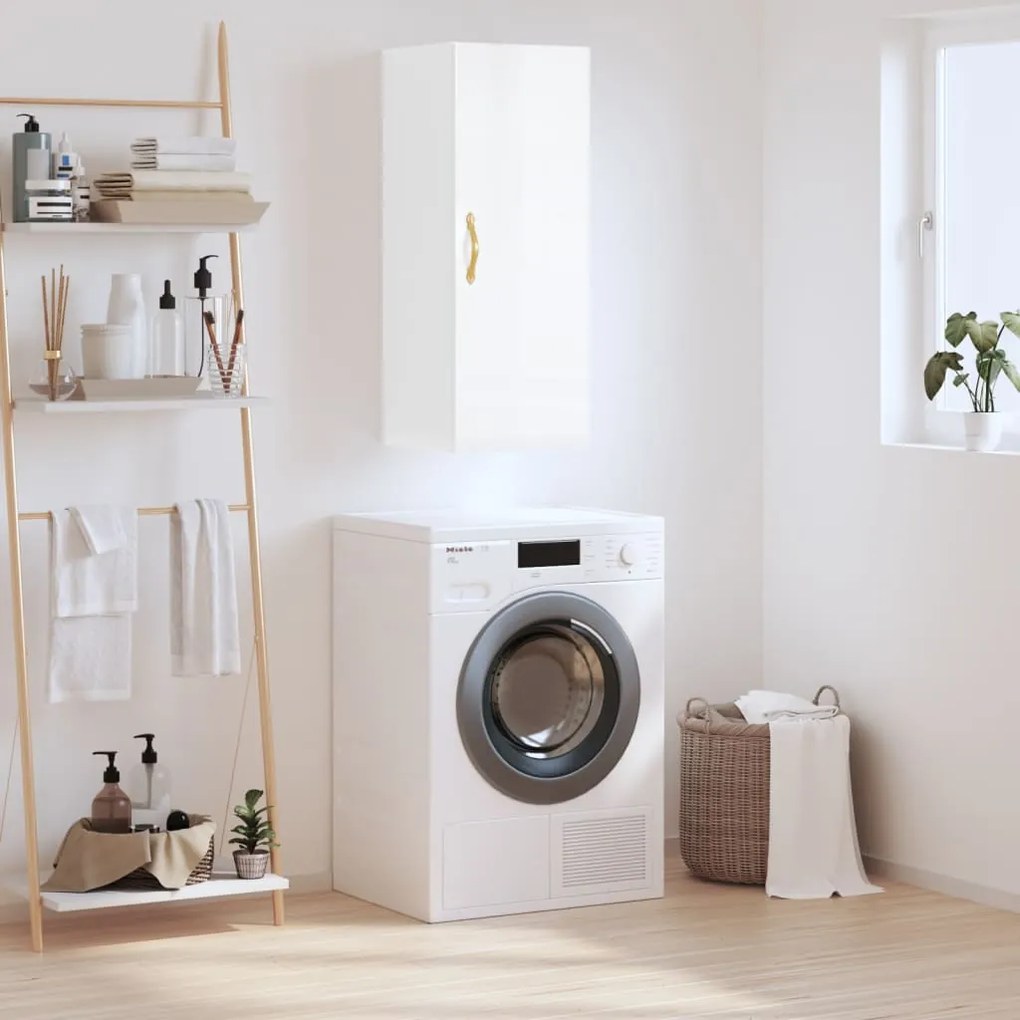 vidaXL Armário de parede 34,5x34x90 cm branco brilhante
