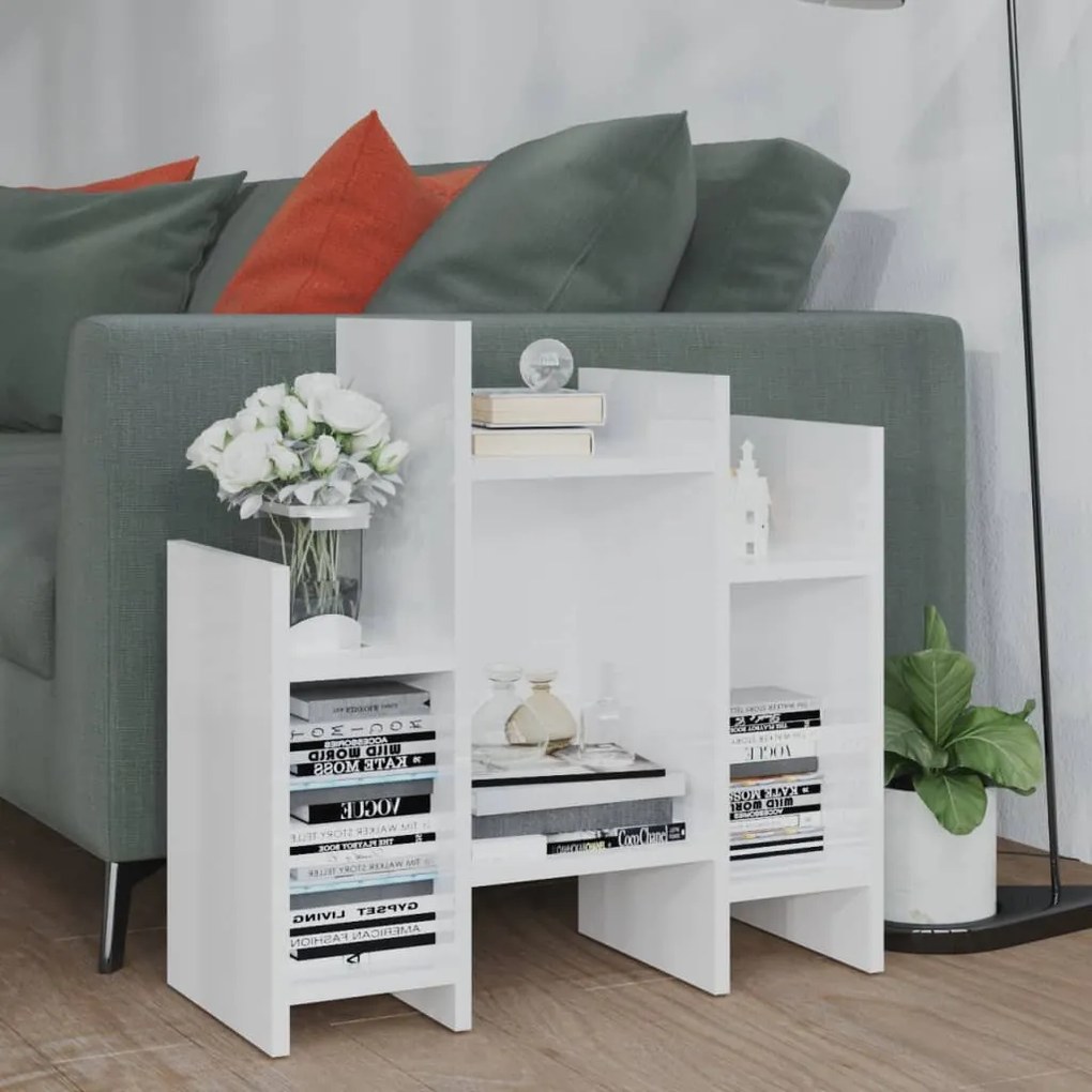 vidaXL Móvel de apoio 60x26x60 cm derivados madeira branco brilhante
