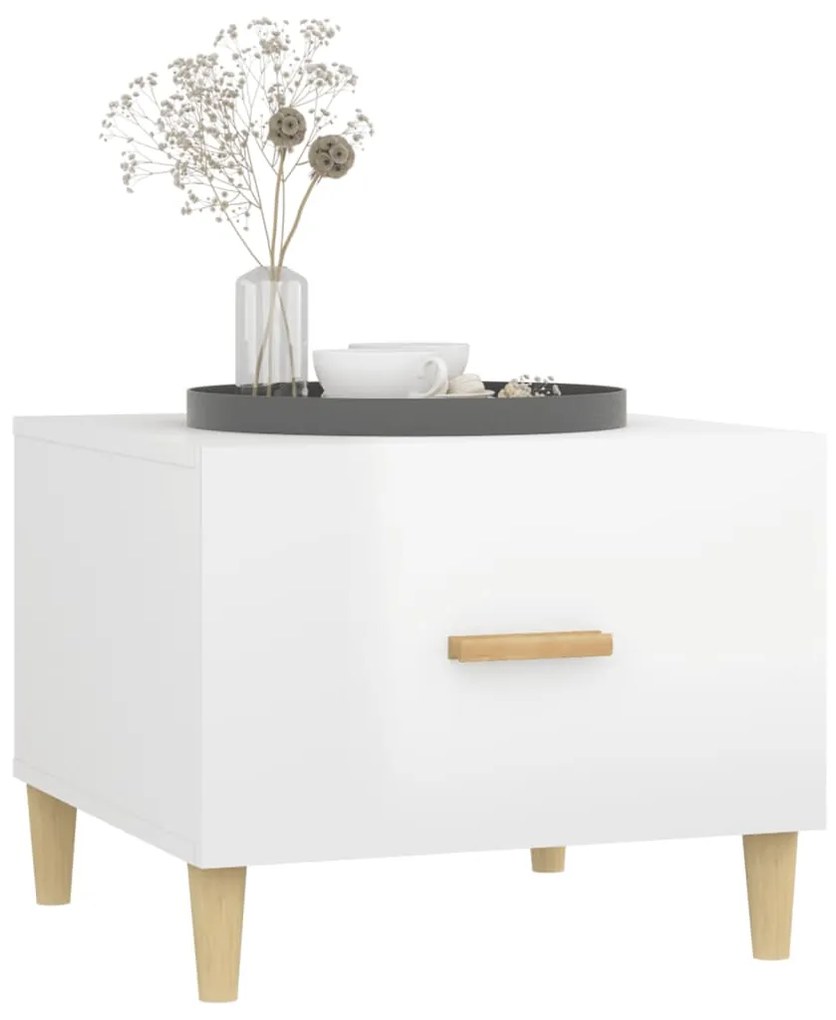 Mesas de centro 2 pcs 50x50x40 cm branco brilhante