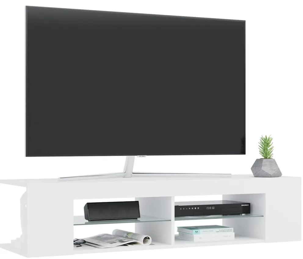 Móvel de TV com luzes LED 135x39x30 cm branco