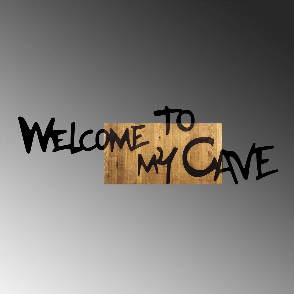 Acessório Decorativo de Parede Welcome To My Cave – Nogueira e Preto –