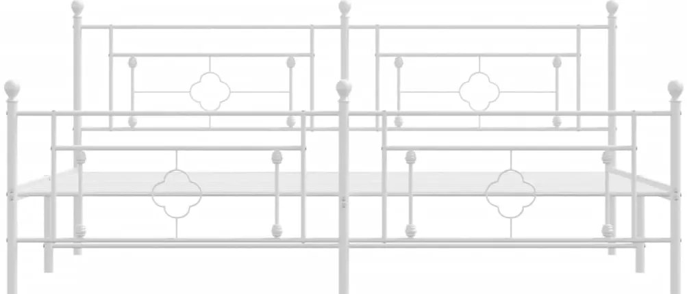 Estrutura de cama com cabeceira e pés 200x200 cm metal branco