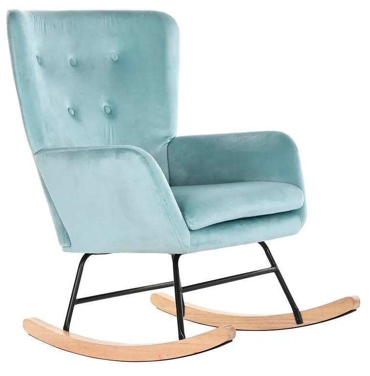Cadeira de baloiço DKD Home Decor Natural Preto Metal Poliéster Celeste (68 x 90 x 92 cm)