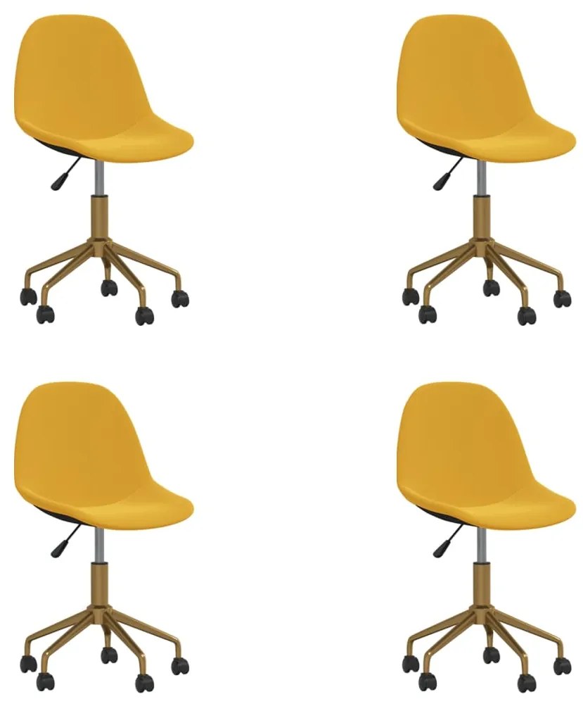 3086101 vidaXL Swivel Dining Chairs 4 pcs Mustard Yellow Velvet(2x333502)
