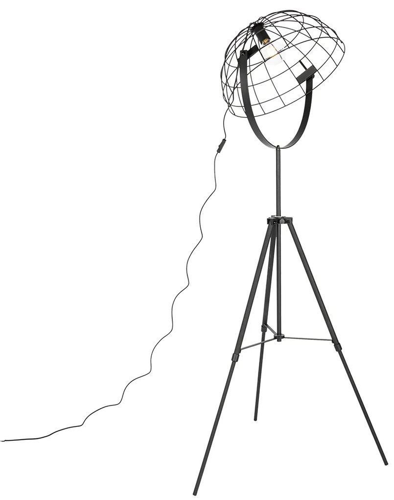 Candeeiro de pé industrial tripé preto 50 cm ajustável - Hanze