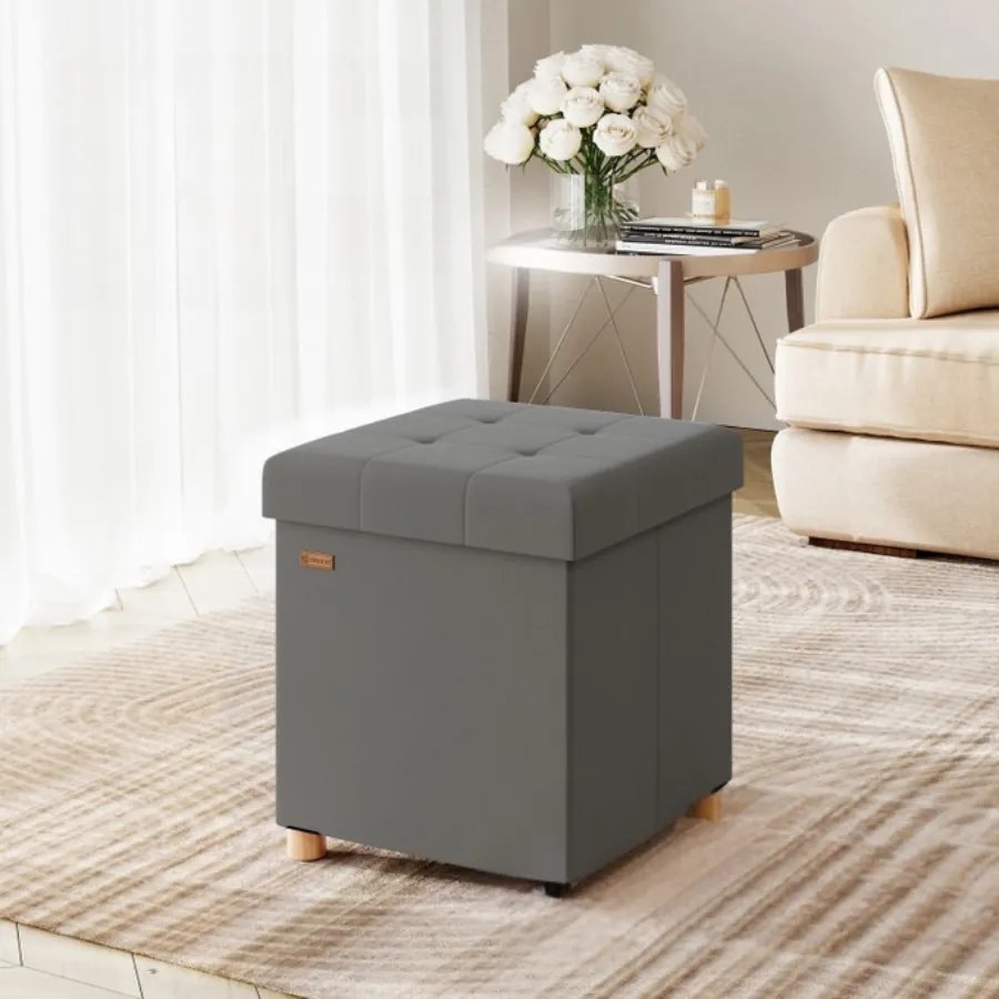 Banco dobrável com espaço de arrumação em veludo 42 x 38 x 38 cm Antracite