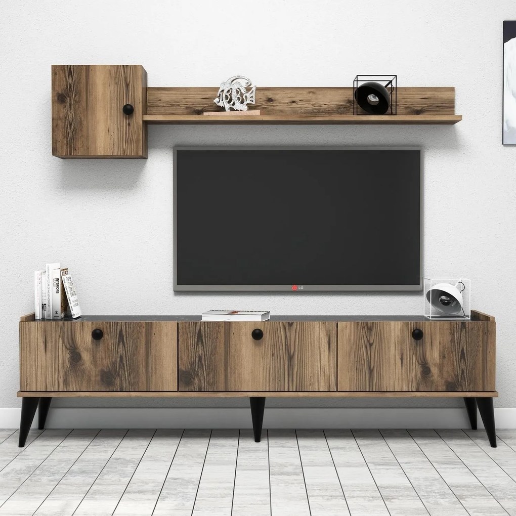 Móvel TV Lidya – Nogueira – 180 cm x 49 cm x 35 cm