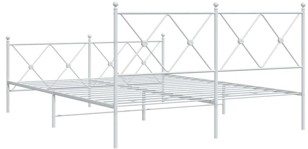 Estrutura de cama com cabeceira e pés 150x200 cm metal branco