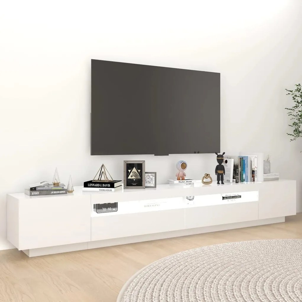 Móvel de TV Giancarlo com Luzes LED de 260cm - Branco - Design Moderno