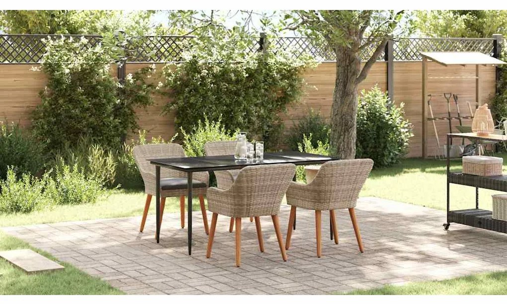 Conjunto de sala de jantar 5 pcs Cinza claro e preto Largo