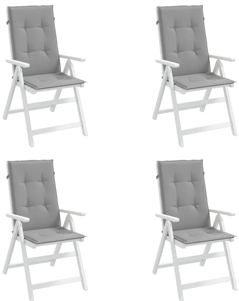 Almofadões para cadeiras altas de jardim 4 pcs tecido cinzento