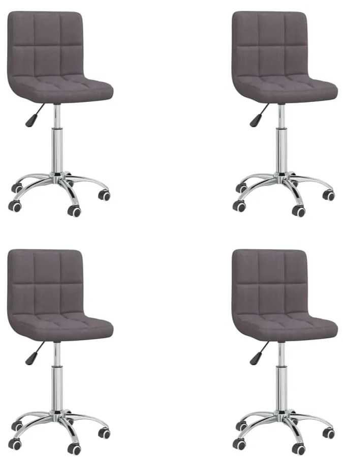 vidaXL Cadeiras de jantar giratórias 4 pcs tecido cinzento-acastanhado
