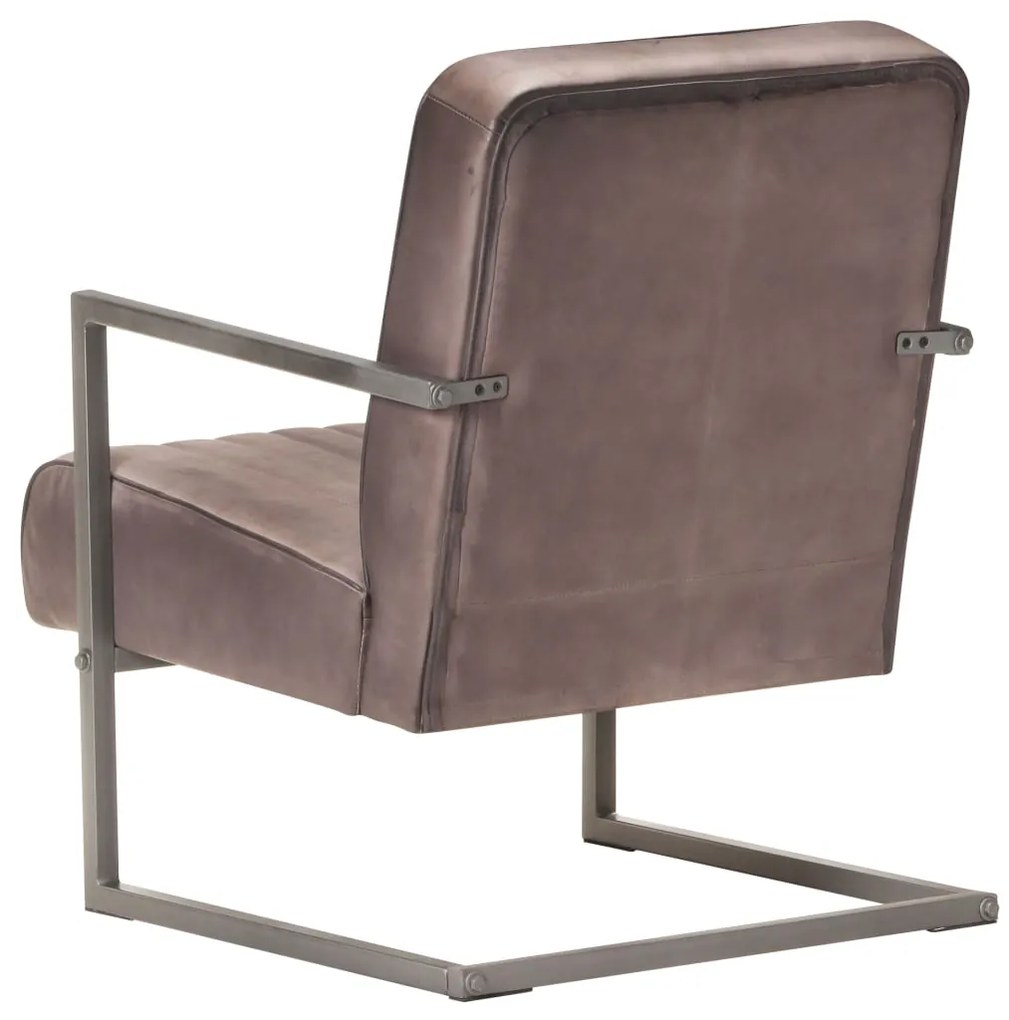 Poltrona cantilever couro genuíno castanho