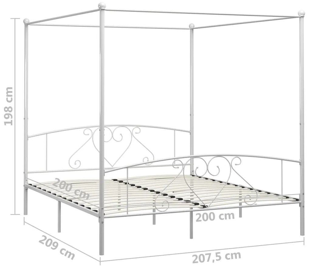 Estrutura de cama com dossel metal 200x200 cm branco