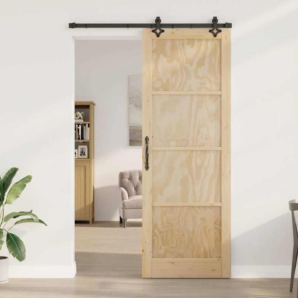 Porta Deslizante com Conjunto de Hardware 'ORKDAL'Madeira Sólida de Pi