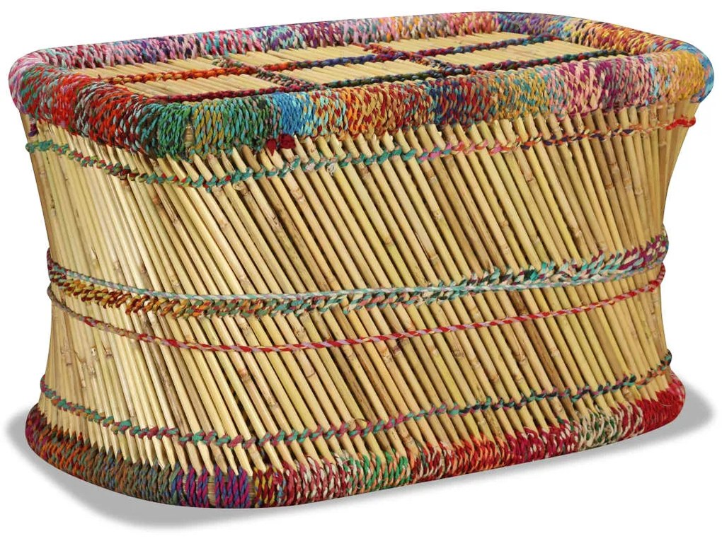 vidaXL Mesa de centro em bambu com detalhes chindi multicor