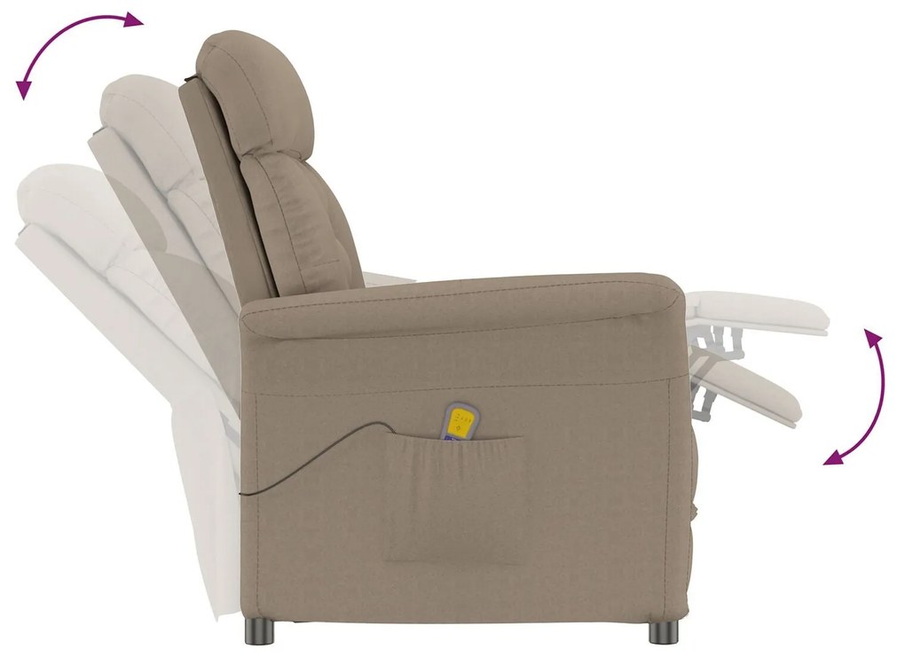 Cadeira de Massagem vidaXL em Microfibra Taupe