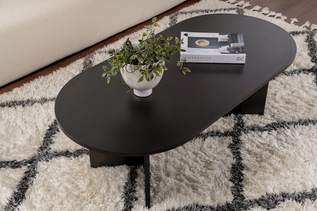 Mesa de Centro "Sable" – Preto , 105x65x40 cm, Design Acolhedor