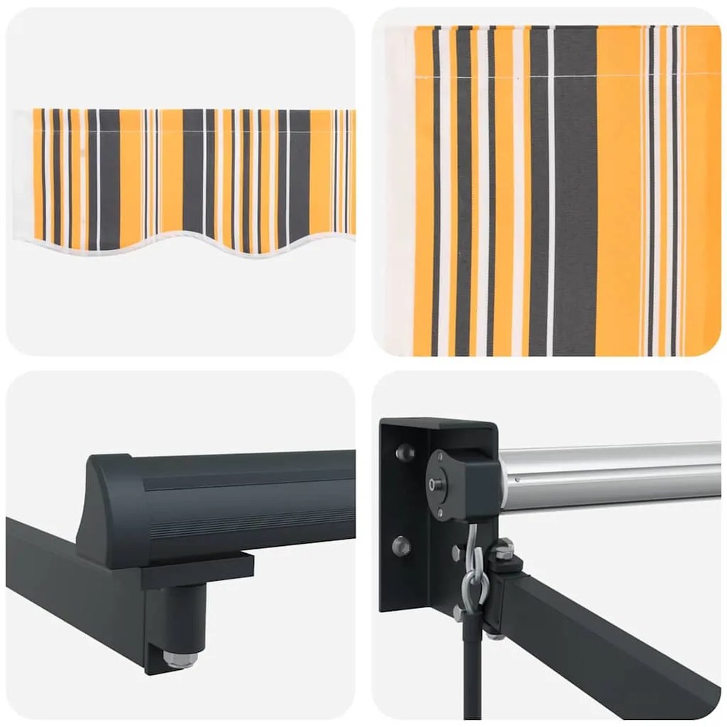 Toldo Retrátil Manual Listrado Multicolorido 350x250 cm