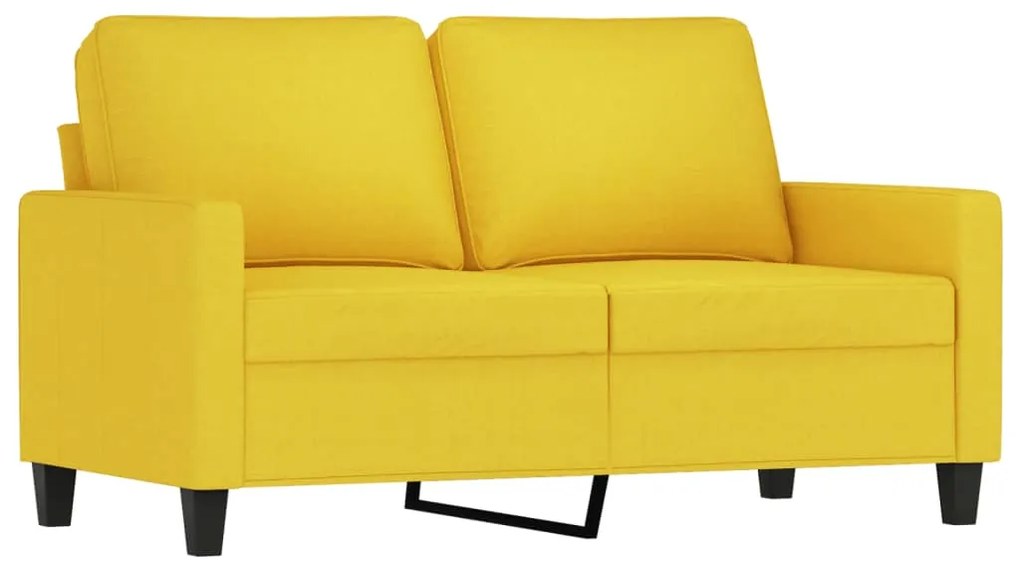 4 pcs conjunto de sofás com almofadões tecido amarelo-claro