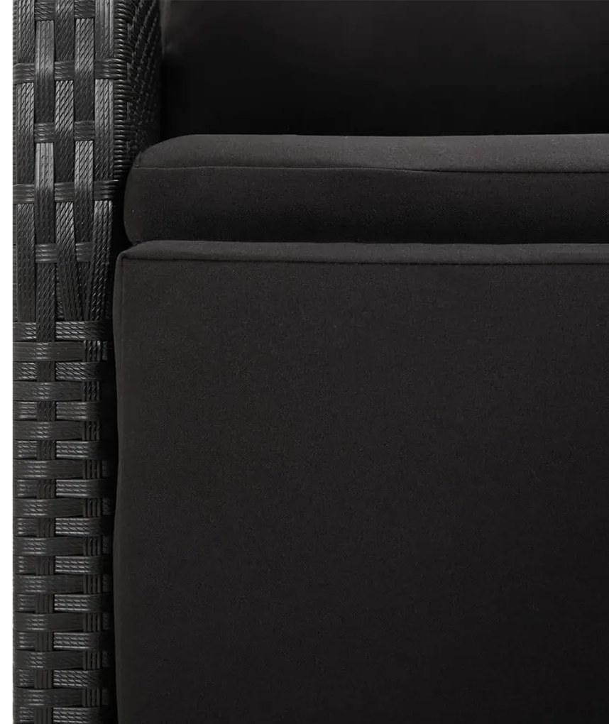 7 pcs conjunto de jantar p/ jardim vime PE/acácia maciça preto