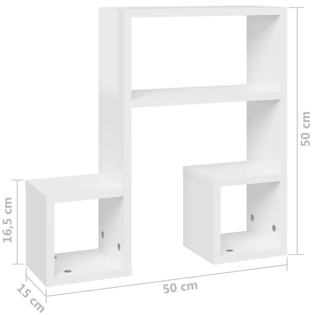 Estantes de parede 2 pcs derivados de madeira branco brilhante