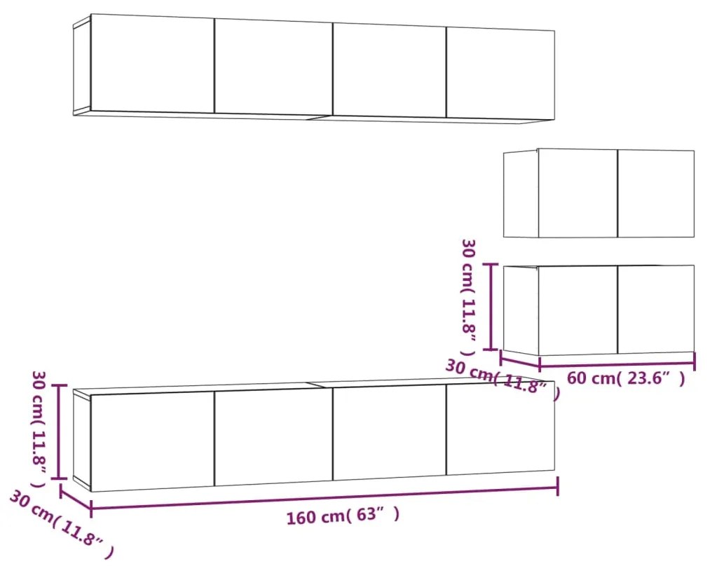 Conjunto móveis de TV 6 pcs madeira processada cinzento cimento