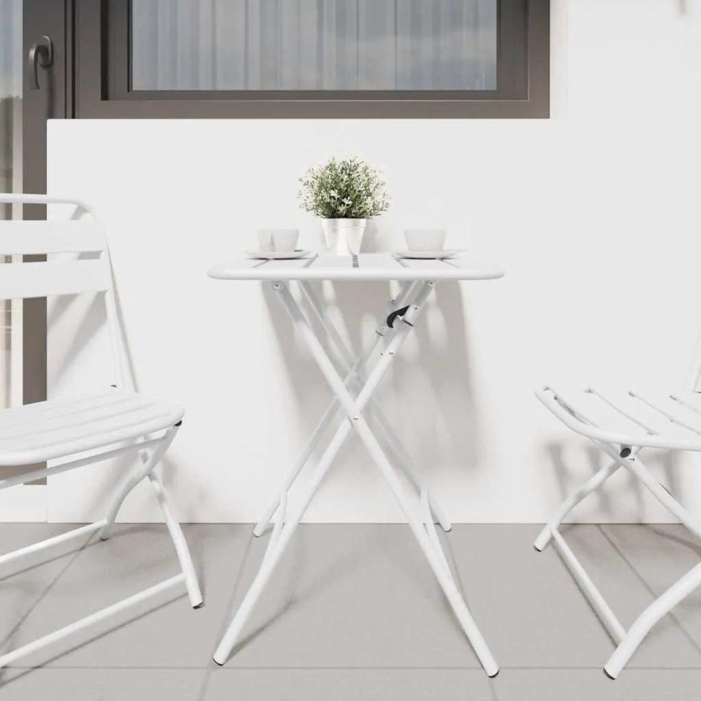 Mesa de Jardim Dobrável Branca 55x55x73 cm Aço