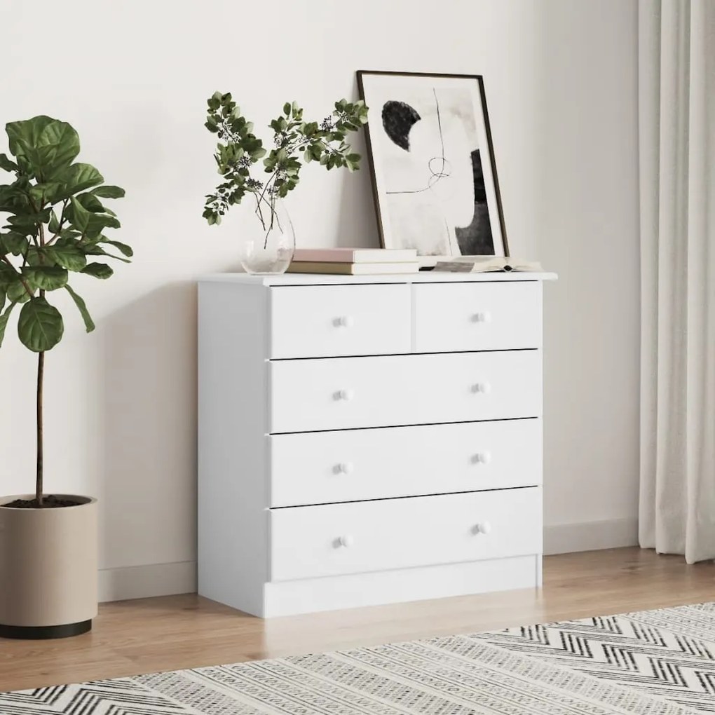 vidaXL Cómoda ALTA 77x35x73 cm madeira de pinho maciça branco
