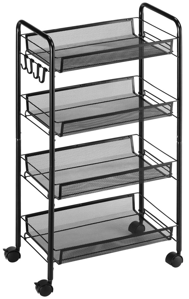 Carrinho Auxiliar "Skandi" – 4 Níveis – 45x26,5x84 cm – Preto
