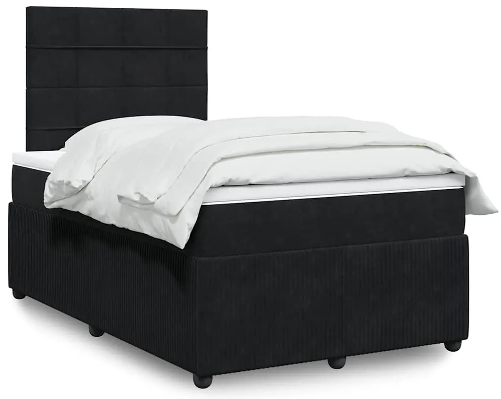 Cama boxspring com colchão 120x190 cm veludo preto