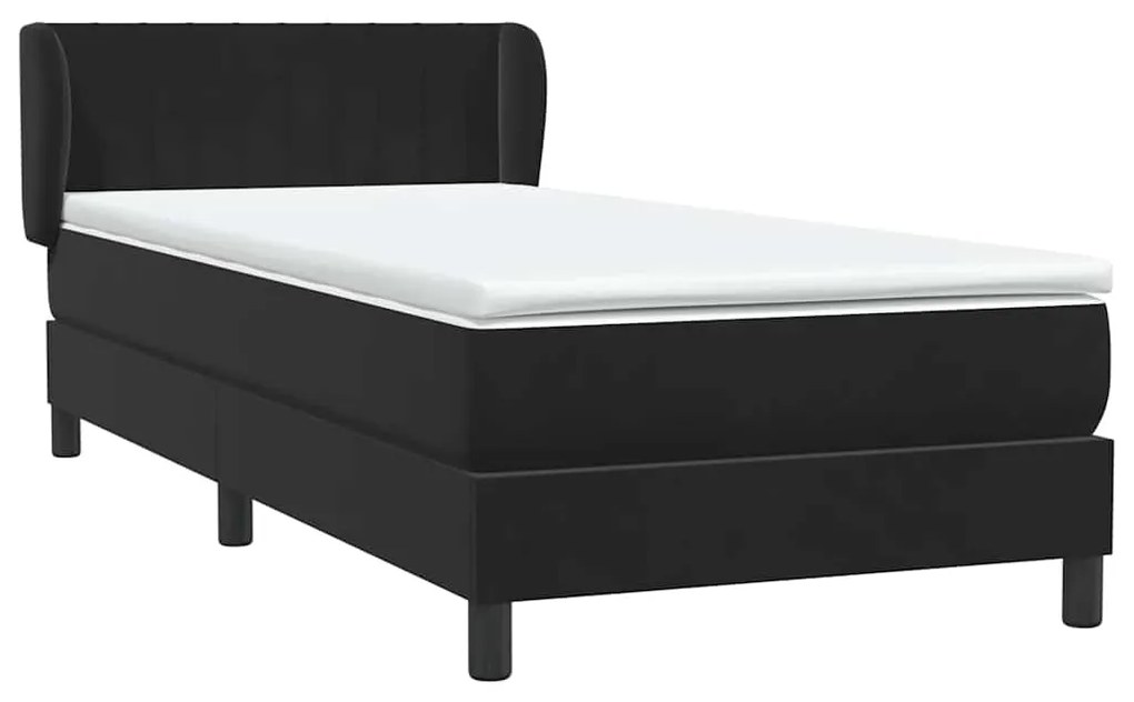 Cama box spring com colchão 90x210 cm veludo preto