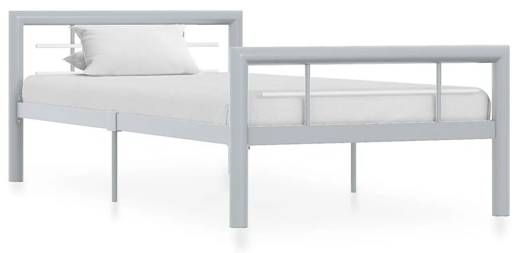 vidaXL Estrutura de cama 90x200 cm metal cinzento e branco