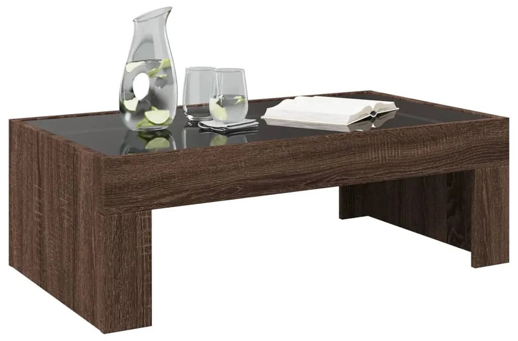 Mesa de centro luzes LED Infinity 90x50x30 cm carvalho castanho