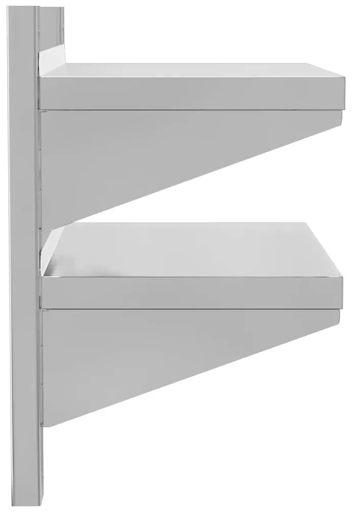 Estante parede 2 prateleiras 50x30x48 cm aço inoxidável prata