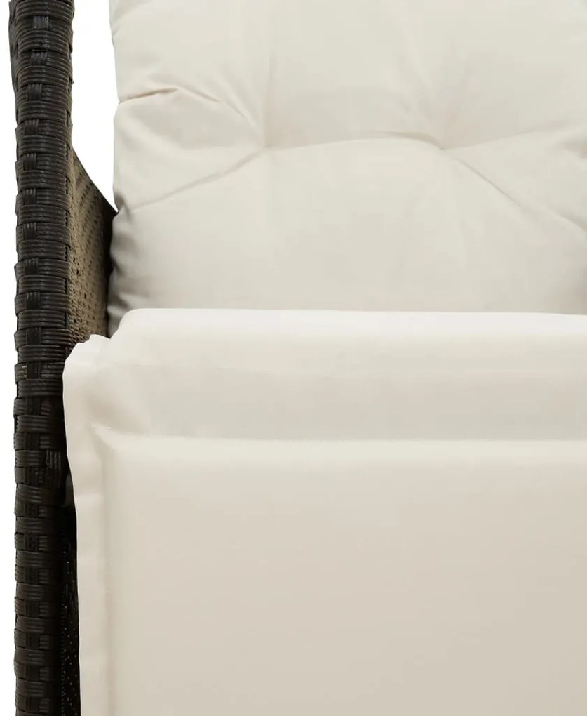Sofá de jardim reclinável 2 lugares com mesa vime PE preto