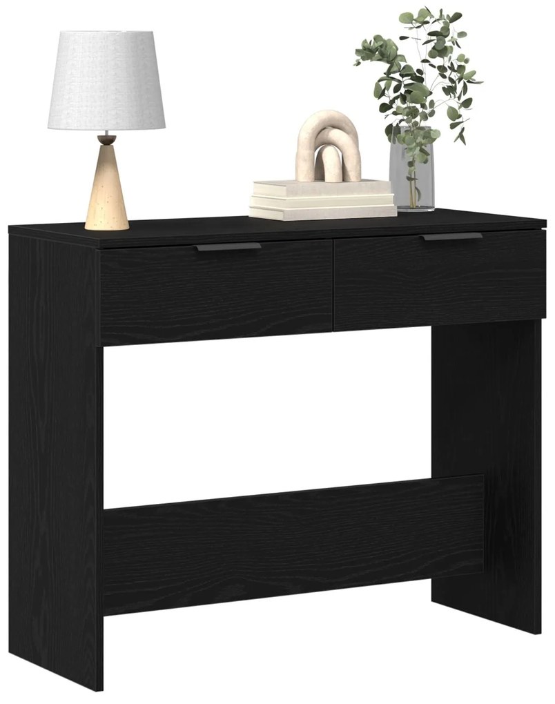 Mesa de Console vidaXL Preto Carvalho 90x36x75 cm Madeira de Engenhari