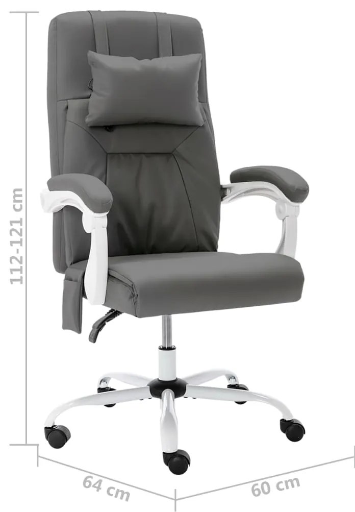 Cadeira escritório c/ função massagem couro artificial cinzento