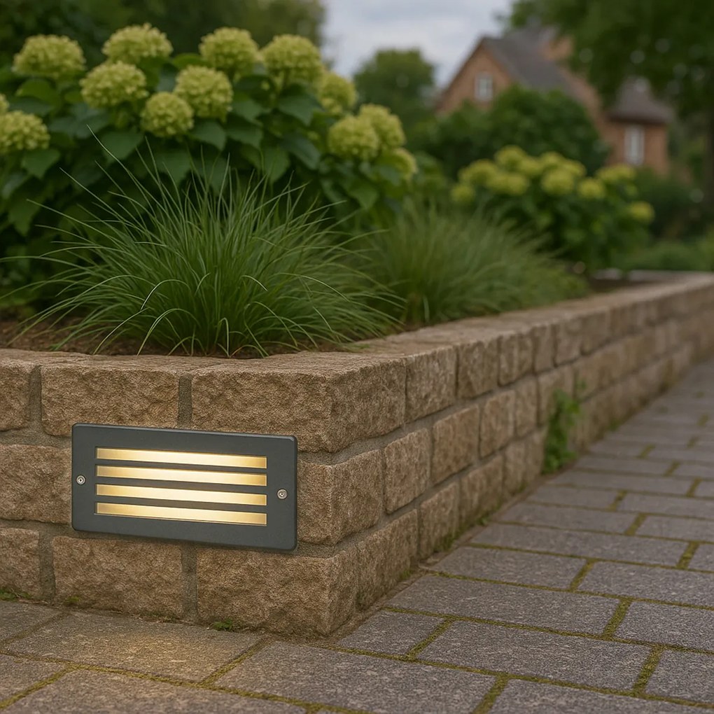 Conjunto de 4 focos embutidos modernos cinza escuro IP44 - Hurricane