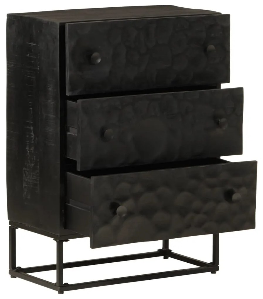 Cómoda 55x30x76 cm madeira de mangueira maciça e ferro preto