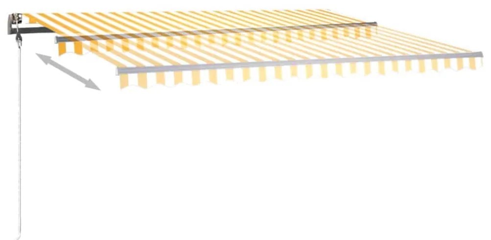 Toldo retrátil manual com LED 400x350 cm amarelo e branco