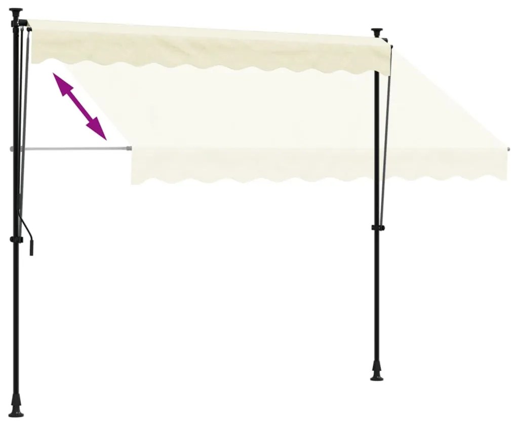 Toldo retrátil 250x150 cm tecido e aço cor creme