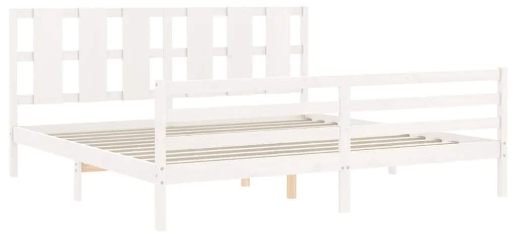 Estrutura cama Super King Size c/ cabeceira madeira branco