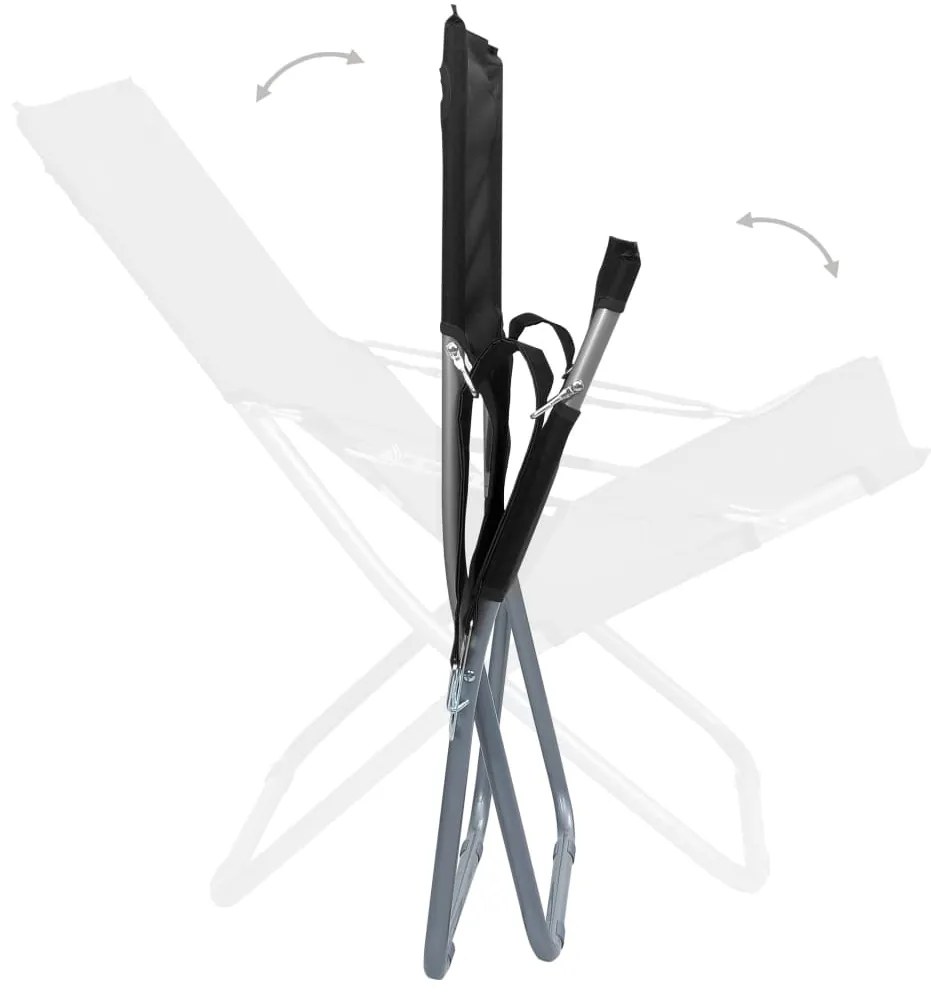 Cadeiras de praia dobráveis 2 pcs tecido preto