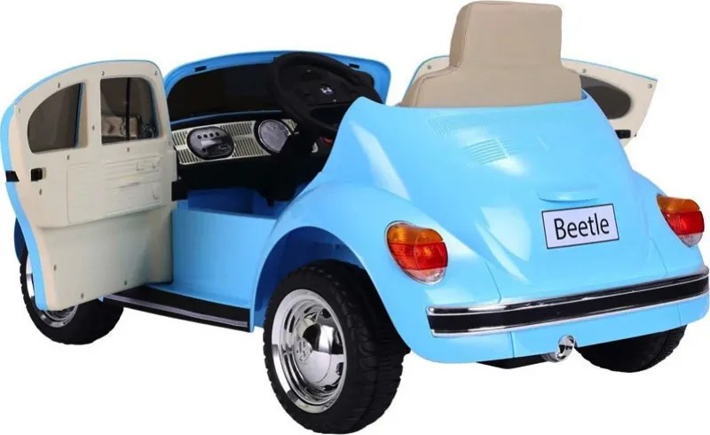 Carro elétrico para crianças volkswagen Carocha Classico 12V com pneus de borracha Azul