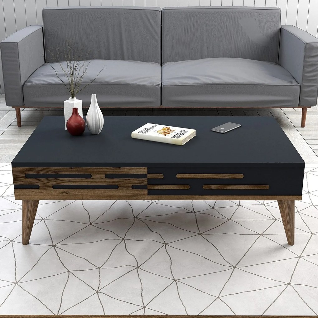 Conjunto de Mobiliário de Sala de Estar Valensiya – Nogueira Antracite
