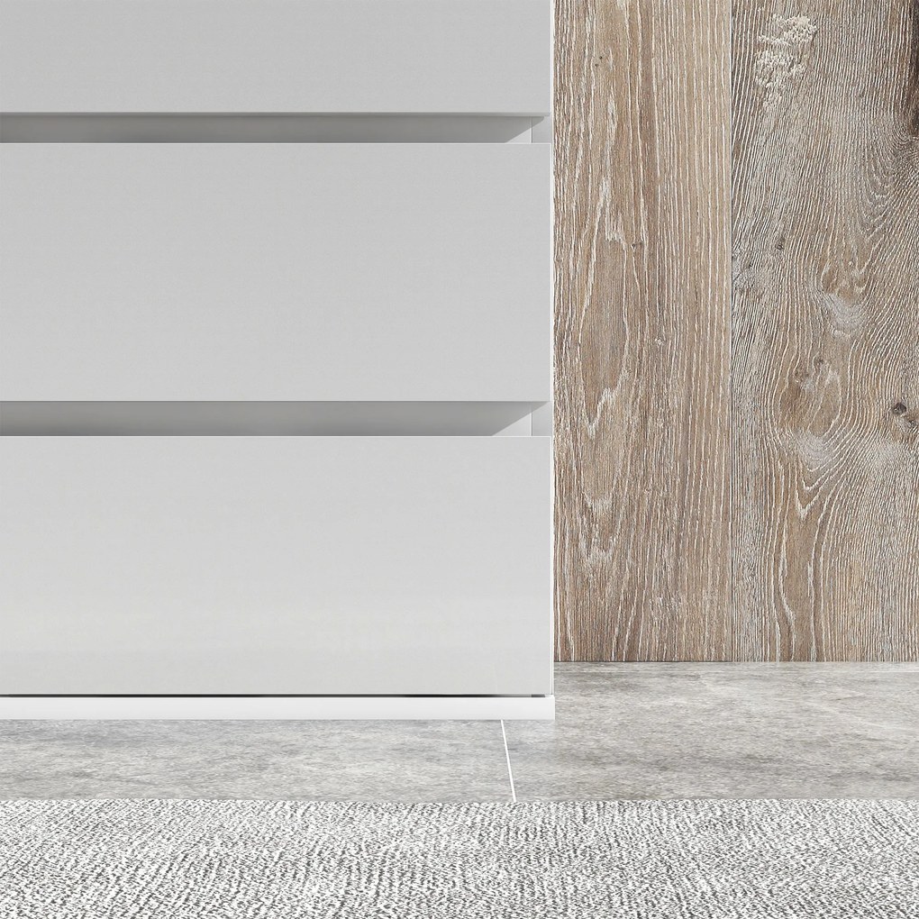HOMCOM Cómoda com 5 Gavetas de Madeira Cómoda de Dormitório Cómoda Branca para Sala de Estar Estilo Moderno 53x33x100 cm Branco