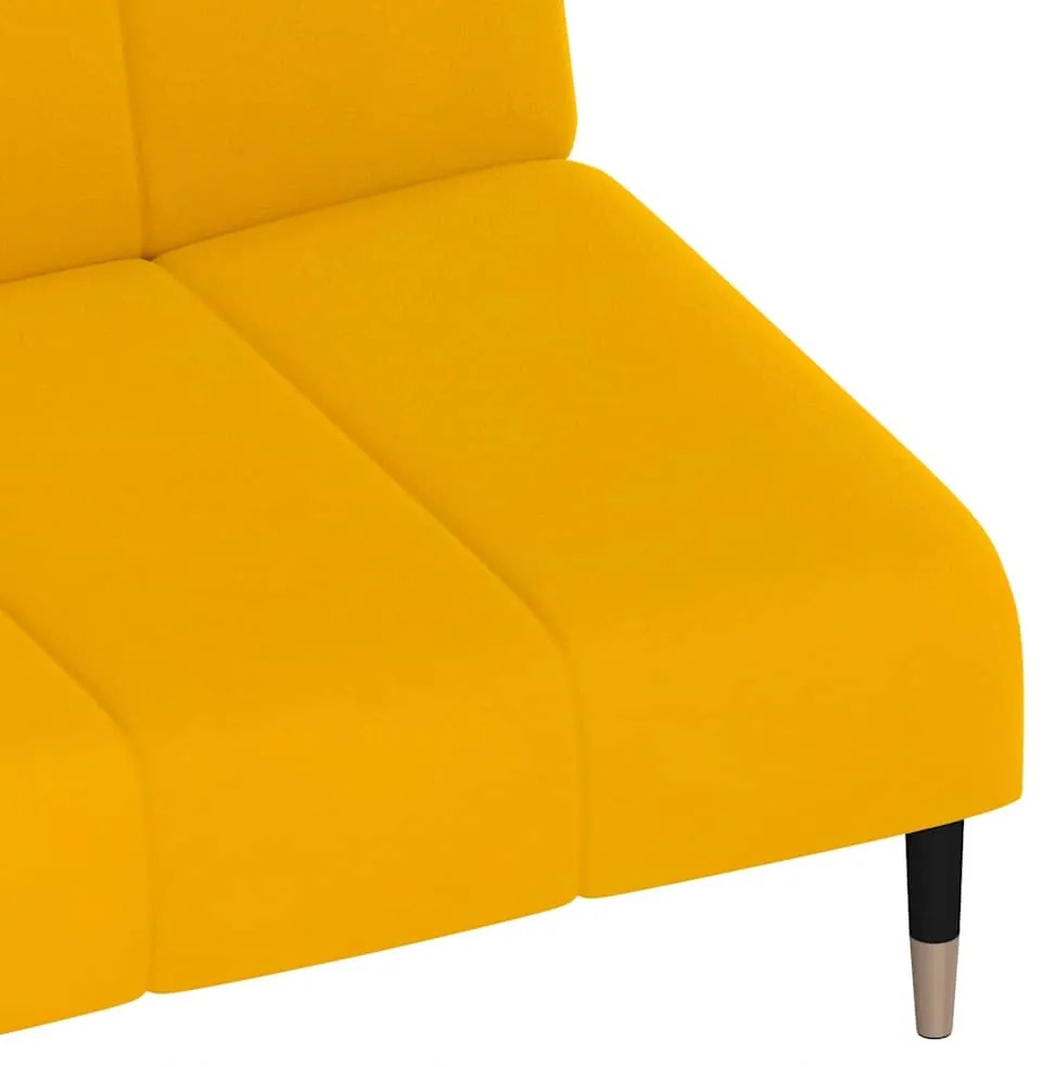 Sofá-cama de 2 lugares veludo amarelo