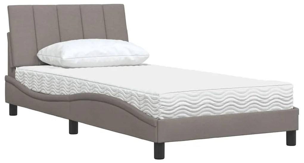 Cama com colchão 100x200 cm tecido cinzento-acastanhado
